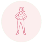 Woman icon representing strength training and an active lifestyle